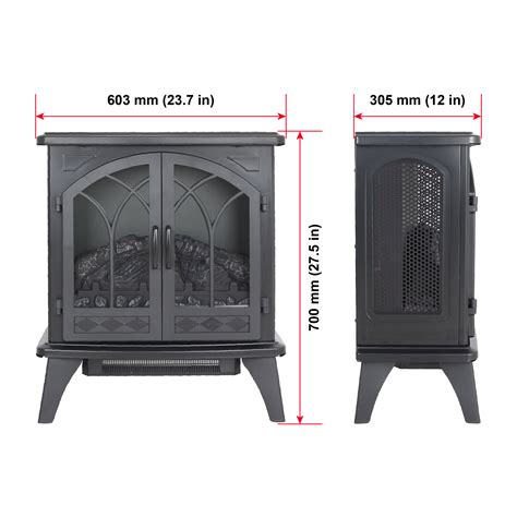 HD JUNTUNKOR 24 Inch Electric Fireplace Virtual Stove, Infrared Quartz ...