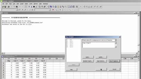 Creating Xbar And R Control Charts In Minitab Youtube