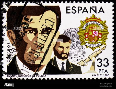 Moscow Russia March 27 2022 Postage Stamp Printed In Spain Shows