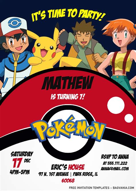 Pokemon Invitation Templates Editable With MS Word FREE Printable