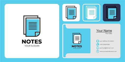 Premium Vector | Notes logo design and business card