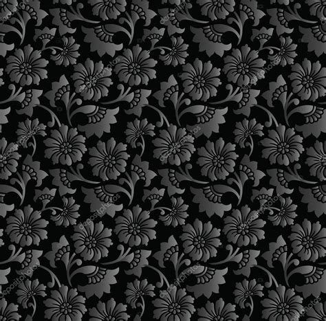 Black Floral Print Background