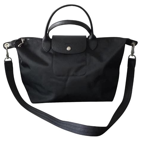 Longchamp Pliage Néo Cuir Toile Noir ref 139119 Joli Closet