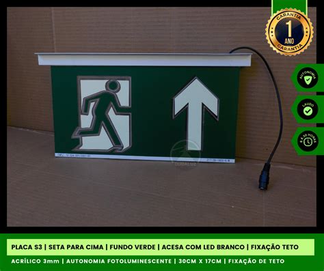 DUDALUZ Sinalização de Emergência PLACA S3 CÓD 0362 3 SAÍDA EM