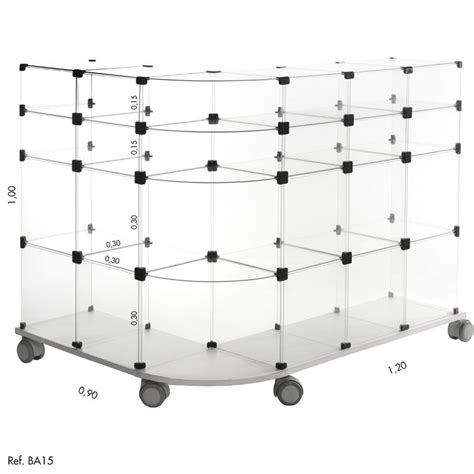 Balcão de Atendimento Vitrine L Modulado em Vidro 0 90 x 1 00 x 1 20