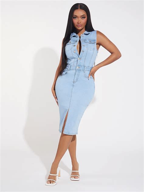 Shein Sxy Flap Pocket Split Hem Denim Dress Shein Usa