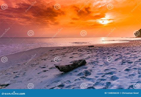 Stunning Sunset Shot At Radhanagar Beach Havelock Island India Stock