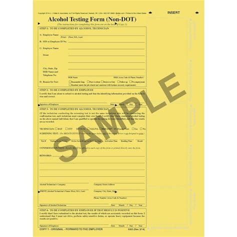 Alcohol Testing Form Non Dot Format