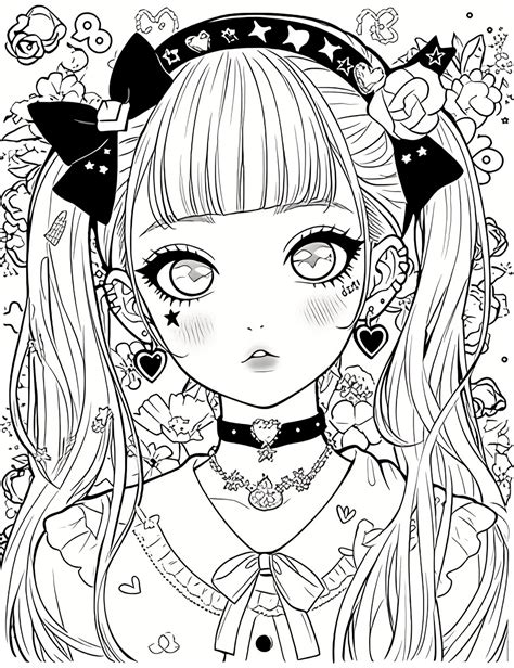 Chibi Girl Coloring Book Cute Coloring Pages For Teens And Adults In