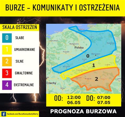 Burze w Polsce południowej w poniedziałek i w nocy z poniedziałku na