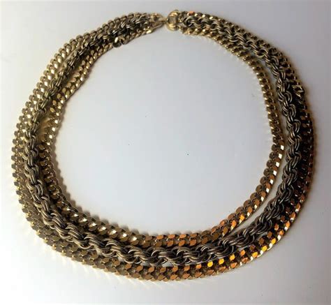 Vintage Monet Multi Chain Bold Statment Necklace Gem