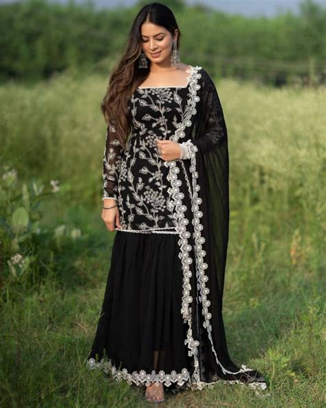 Exclusive Black Pure Georgette Embroidery Work Pakistani Suit