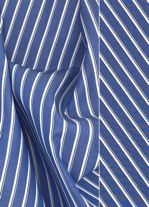 Classic Chic Blue Stripe Fabric, Blue White Striped Cotton Shirting ...