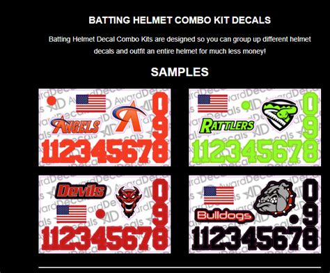 Order NOW! Batting Helmet Combo Kits - Award Decals, Inc.