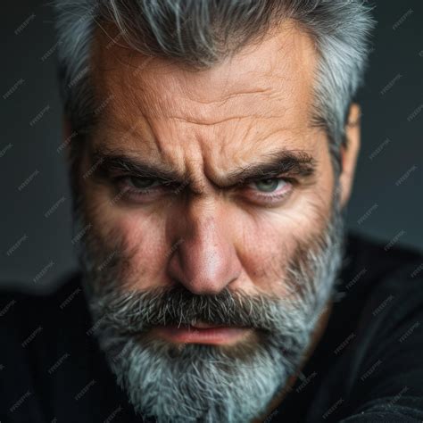 Premium Photo Portrait Of An Angry Old Man With Gray Hair And A Beard