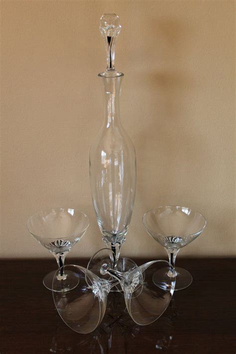 Belfor Exquisite Liqueur Decanter With Matching Stemware Vintage Czechoslovakian Crystal