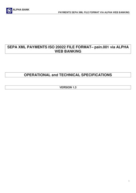 PDF SEPA XML PAYMENTS ISO 20022 FILE FORMAT Pain 001 PDF Fileweb