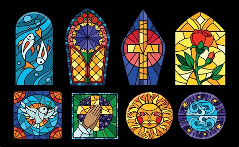 Stained Glass Windows On Black Background 8137229 Vector Art At Vecteezy