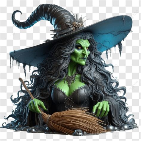 Wicked Witch With Skulls On Hat Creepy Halloween Illustration Portrait