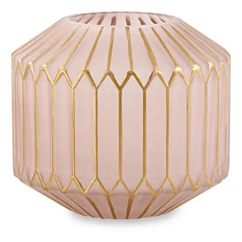 Vaso Planta Decorativo Nude E Dourado Em Vidro X Cm Parcelamento Sem Juros