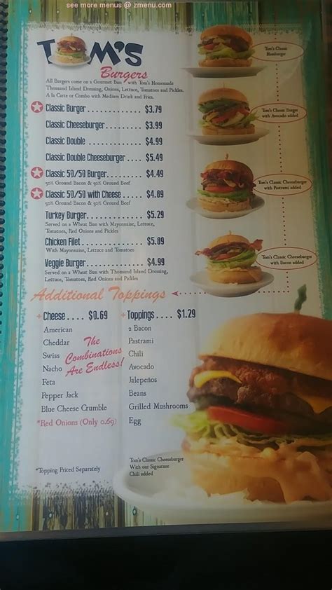 Online Menu of Toms Famous Family Burgers Restaurant, Apple Valley ...