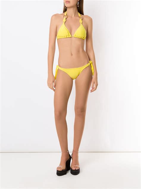 Amir Slama Hoop Strap Triangle Bikini Set Yellow Farfetch