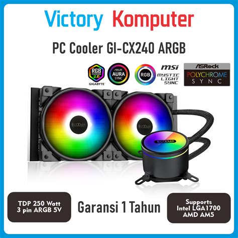 Jual PCCooler GI CX240 ARGB AIO Liquid CPU Cooler 240mm Intel AMD PC