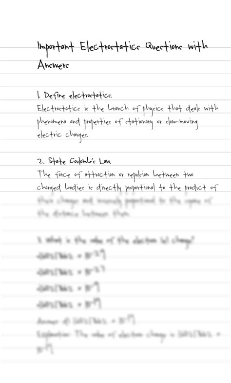 Electrostatics Test Answers 5