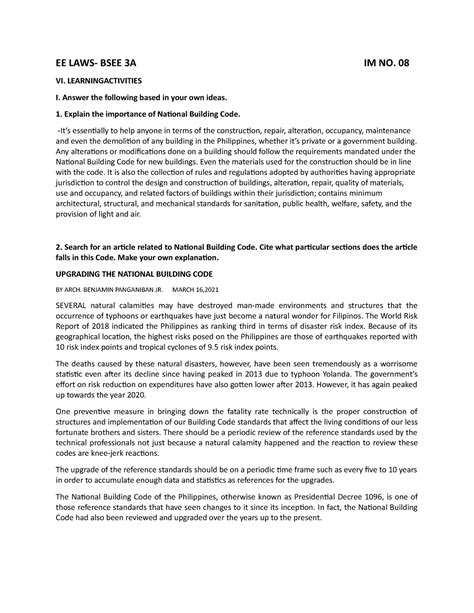 EE LAWS L A AND ASS IM NO EE LAWS BSEE A IM NO VI