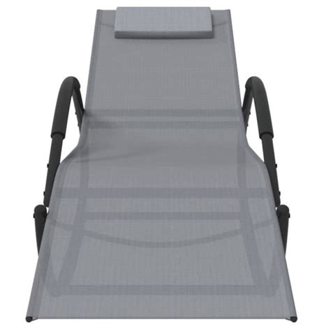 HUA Bains de soleil Chaise longue à bascule Gris Acier et textilène