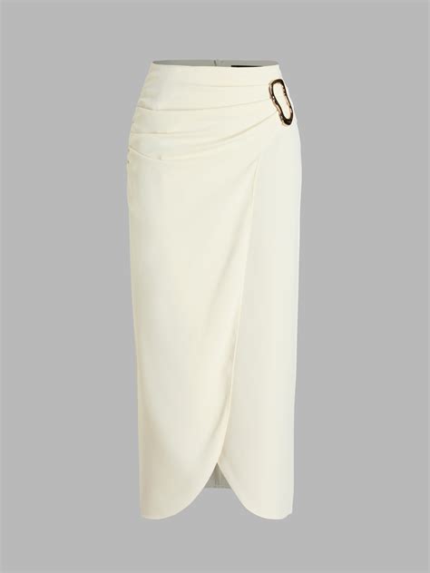 Solid Mid Waist Ruched Maxi Skirt Cider