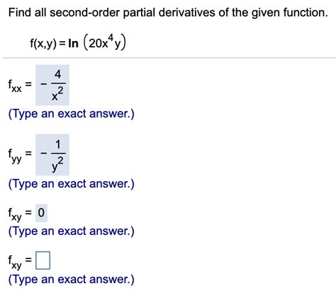 Solved Find All Second Order Partial Derivatives Of The Chegg