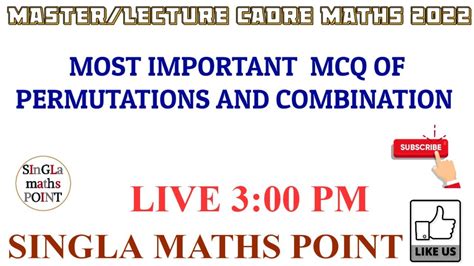 Master Cadre Maths Most Important Mcq Permutation