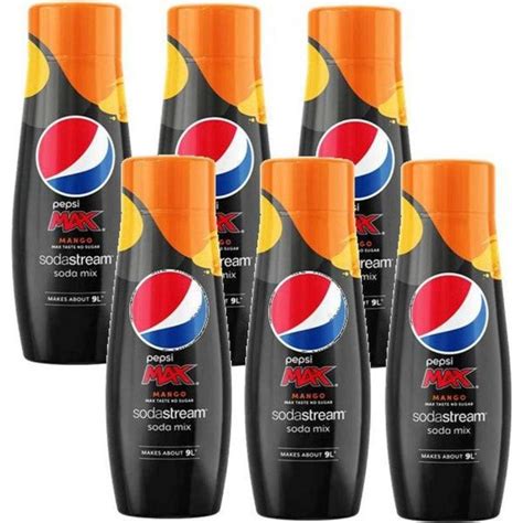 Sodastream Pepsi Max Mango Syrup Mix No Sugar 440ml Pack 6 Bulk