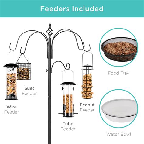 Best Choice 89in Outdoor Bird Feeding Station 6 Hook Steel Stand W 4