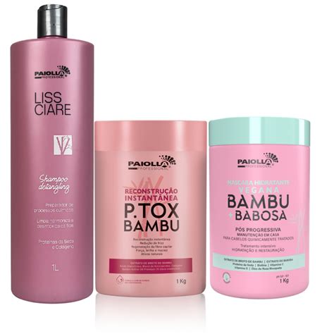 Paiolla Btx Bambu Shampoo Anti Res Duo Mascara Babosa Vegana Selante