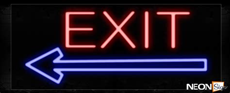 Exit In Red With Blue Arrow Neon Sign | NeonSign.com