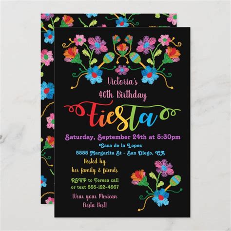 Folk Art Mexican Fiesta Birthday Party Invitation Zazzle