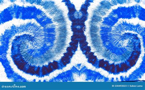 White Spiral Shibori Pattern Azure Swirl Watercolor Drawing Cobalt