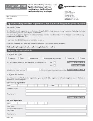 Fillable Online Osr Qld Gov Application For Payroll Tax Registration