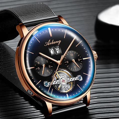 Ailang New Luxury Tourbillon Mechanical Watch Men Stainless Steel Mesh