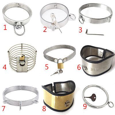 Stainless Steel Choker Lockable Metal Slave Neck Collar Restraint