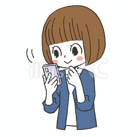 スマホを見る女性イラスト No 23103068／無料イラストフリー素材なら「イラストac」