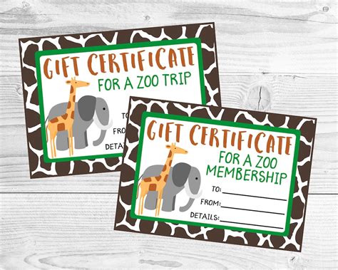 Printable T Certificate For A Zoo Trip Or Zoo Membership Zoo Visit