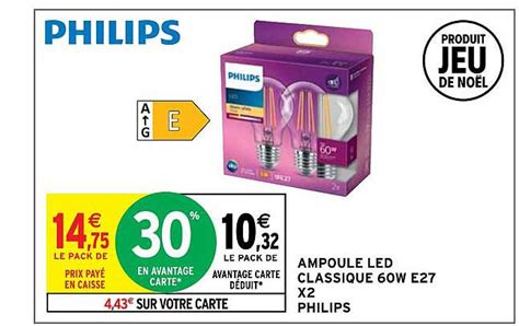 Promo Ampoule Led Classique 60w E27 X2 Philips Chez Intermarché Icataloguefr