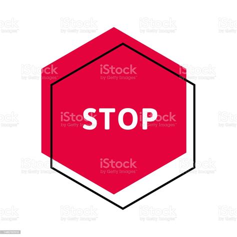 Stop Message Sign Vector Modern Color Illustration Red Rhombus Frame