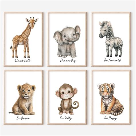 New Choose Your Own 6 Safari Zoo Jungle Animal Nursery Prints Text