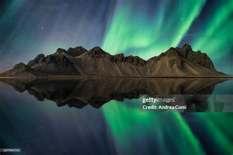 Northern Lights Over Mount Vestrahorn Iceland High-Res Stock Photo ...