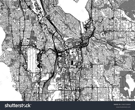 Greyscale Vector City Map Of Renton Washington Royalty Free Stock