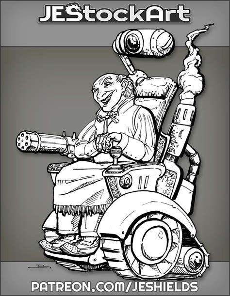 Steampunk Wild West Crazy Inventor In Wheelchair